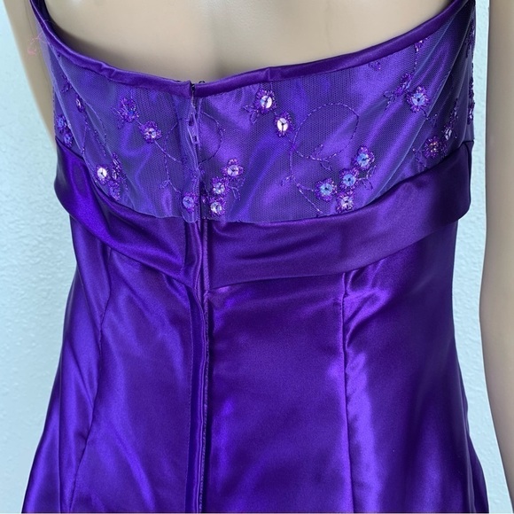 Jessica McClintock/Gunne Sax Purple Bubble Hem Satin Gown Prom Whimsigoth fairy - Picture 5 of 15
